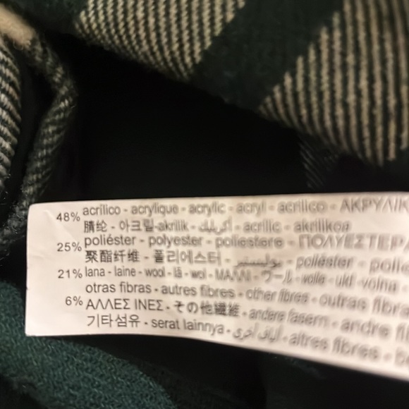 Zara Green & White Plaid Jacket/Overshirt , Sz L , Unisex - Picture 10 of 10